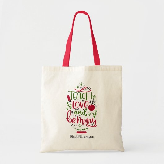 Gepersonaliseerde Canvas tas kerstcitaat voor lera (Voorkant)