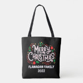 Gepersonaliseerde Canvas tas, Kerstmis, Familienaa Tote Bag (Achterkant)
