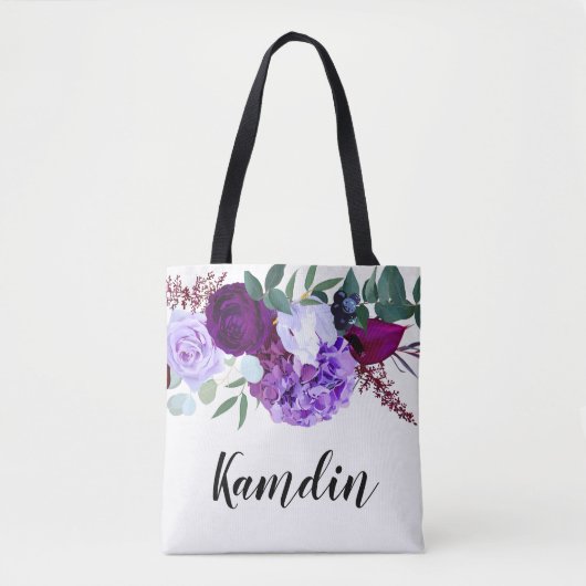 Gepersonaliseerde Canvas tas Lavendel Hibiscus op  (Voorkant)