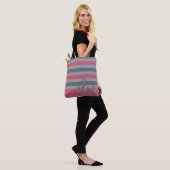 Gepersonaliseerde Canvas tas met roze strepen (Op model)