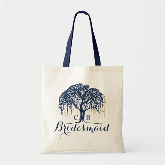 Gepersonaliseerde Canvas tas Navy Willow Tree brui (Voorkant)