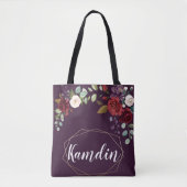 Gepersonaliseerde Canvas tas Plum Paarse Rozen Gol (Voorkant)