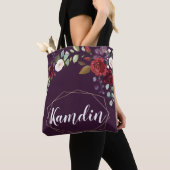 Gepersonaliseerde Canvas tas Plum Paarse Rozen Gol (Dichtbij)