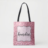 Gepersonaliseerde Canvas tas Roos Gouden Glitter (Voorkant)