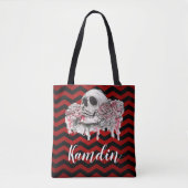 Gepersonaliseerde Canvas tas schedel Roos gothic C (Voorkant)