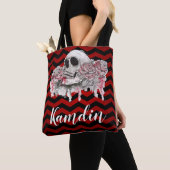Gepersonaliseerde Canvas tas schedel Roos gothic C (Dichtbij)