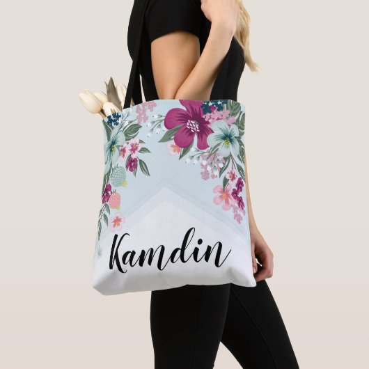Gepersonaliseerde Canvas tas Tropical Flower op Bl (Dichtbij)