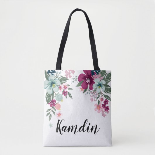 Gepersonaliseerde Canvas tas Tropische Bloem op Wi (Voorkant)