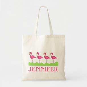 Gepersonaliseerde Canvas tas voor roze flamingos