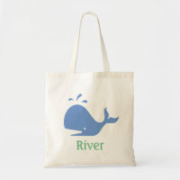 Gepersonaliseerde Canvas tas voor walvissen, blauw
