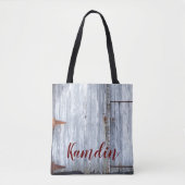 Gepersonaliseerde Canvas tas Wit Wash Wood Barn Do (Voorkant)