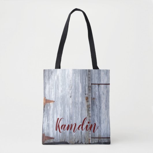 Gepersonaliseerde Canvas tas Wit Wash Wood Barn Do (Voorkant)