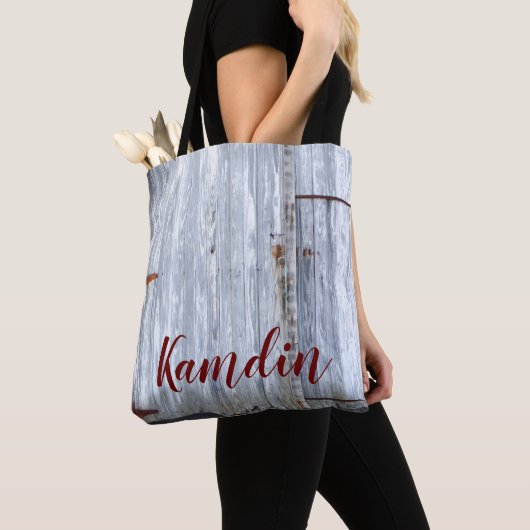 Gepersonaliseerde Canvas tas Wit Wash Wood Barn Do (Dichtbij)