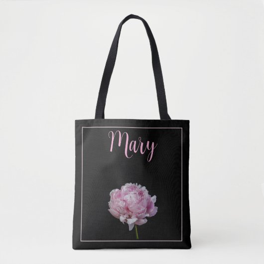 Gepersonaliseerde Canvas tassen - Pink Peony (Voorkant)
