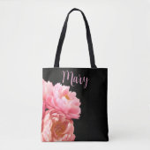 Gepersonaliseerde Canvas tassen - Pink Peony (Voorkant)