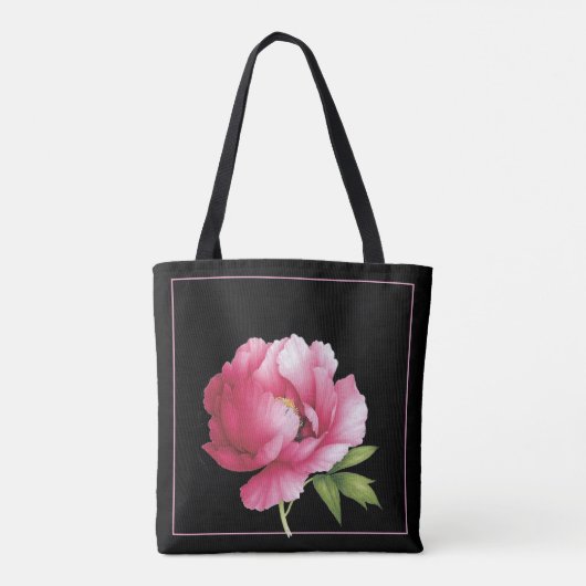 Gepersonaliseerde Canvas tassen - Pink Peony (Achterkant)