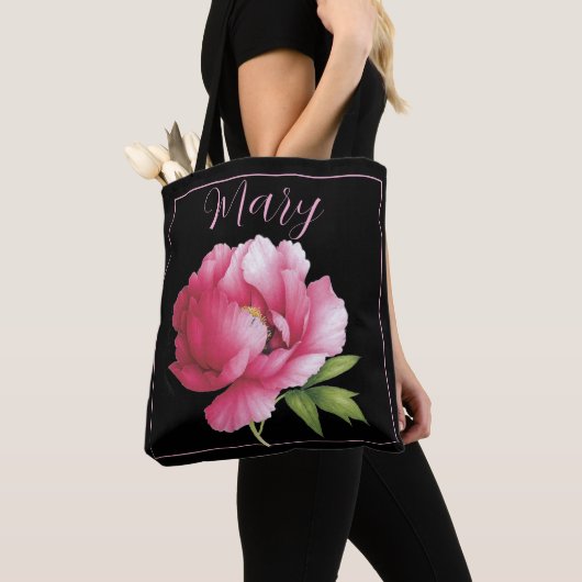 Gepersonaliseerde Canvas tassen - Pink Peony (Dichtbij)