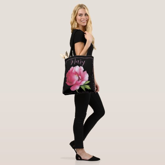 Gepersonaliseerde Canvas tassen - Pink Peony (Op model)