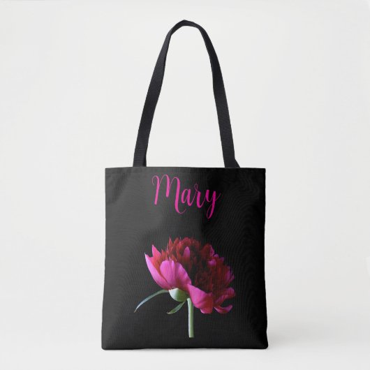 Gepersonaliseerde Canvas tassen - Pink Peony (Voorkant)