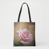 Gepersonaliseerde Canvas tassen - Pink Rose (Voorkant)