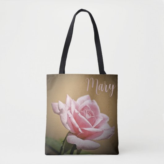 Gepersonaliseerde Canvas tassen - Pink Rose (Voorkant)