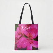 Gepersonaliseerde Canvas tassen - Roze Geranium (Voorkant)