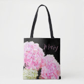 Gepersonaliseerde Canvas tassen - Roze hortensia (Voorkant)