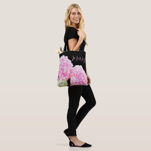 Gepersonaliseerde Canvas tassen - Roze hortensia (Op model)