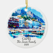 Gepersonaliseerde Capri Ornament, Italië Gift Keramisch Ornament (Voorkant)