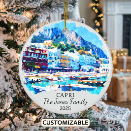 Gepersonaliseerde Capri Ornament, Italië Gift Keramisch Ornament