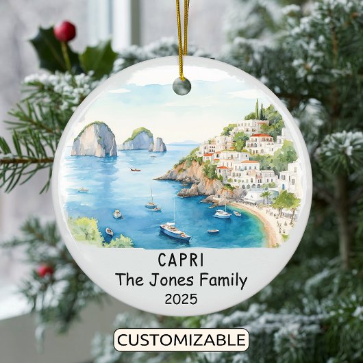 Gepersonaliseerde Capri Ornament, Italië Keramisch Ornament