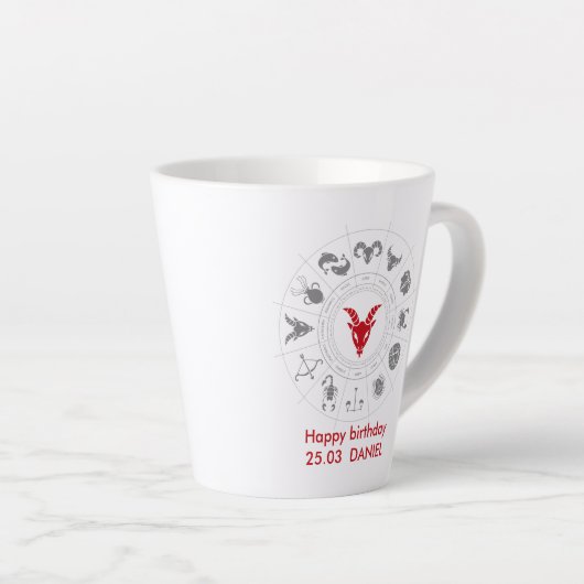 Gepersonaliseerde Capricorn Zodiac verjaardagscade Latte Mok (Rechterhoek)