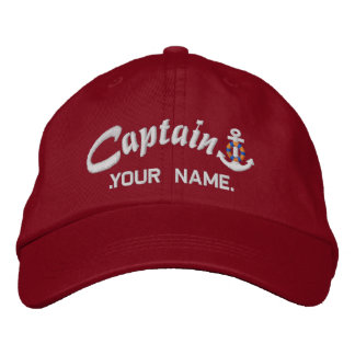 Gepersonaliseerde Captain Lifesaver Anker Naam Wit Geborduurde Pet