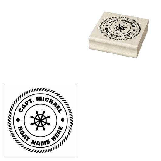 Gepersonaliseerde Captain Nautical Anker Boot Naam Rubberstempel (Gestempeld)