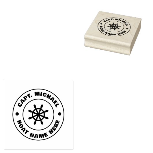 Gepersonaliseerde Captain Nautical Anker Boot Naam Rubberstempel (Gestempeld)