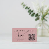 Gepersonaliseerde Capture The Love Wedding QR-code Informatiekaartje (Staand voorkant)