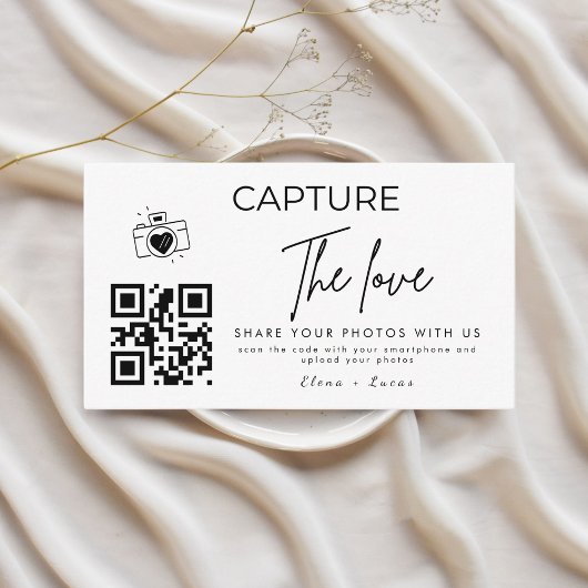 Gepersonaliseerde Capture The Love Wedding QR-code Informatiekaartje