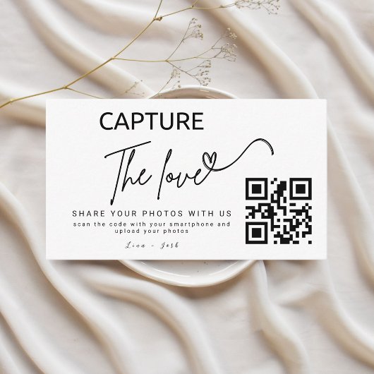 Gepersonaliseerde Capture The Love Wedding QR-code Informatiekaartje