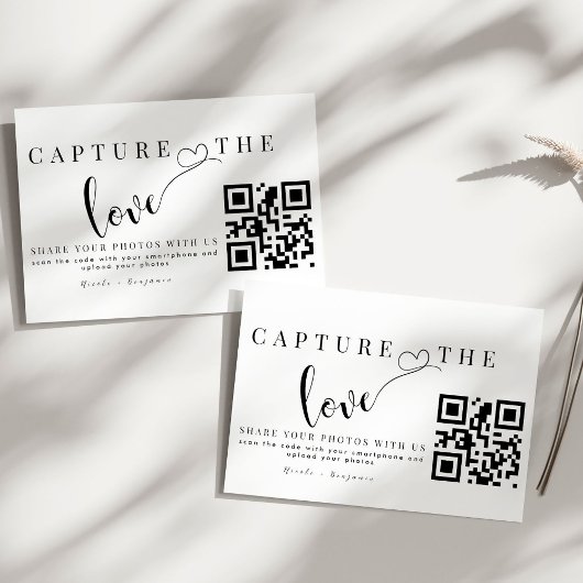 Gepersonaliseerde Capture The Love Wedding QR-code Informatiekaartje