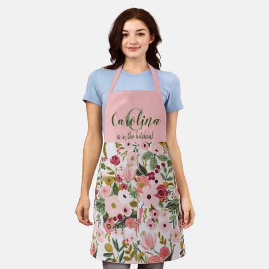 Gepersonaliseerde Carolina Floral Schort (Gedragen)