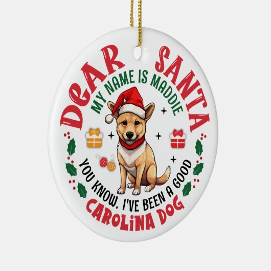Gepersonaliseerde Carolina Hond Kerstboom Ronde Keramisch Ornament (Rechts)