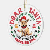 Gepersonaliseerde Carolina Hond Kerstboom Ronde Keramisch Ornament (Links)