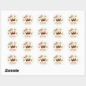 Gepersonaliseerde Caroling Crawfish Lobster Kerstm Ronde Sticker (Vel)