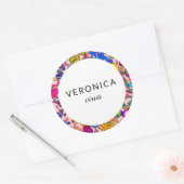 Gepersonaliseerde Cartoon bacterie naam Ronde Sticker (Envelop)