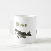 Gepersonaliseerde Cartoon Bass Fish Koffiemok (Voorkant links)