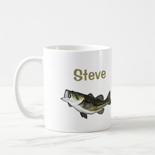 Gepersonaliseerde Cartoon Bass Fish Koffiemok (Links)