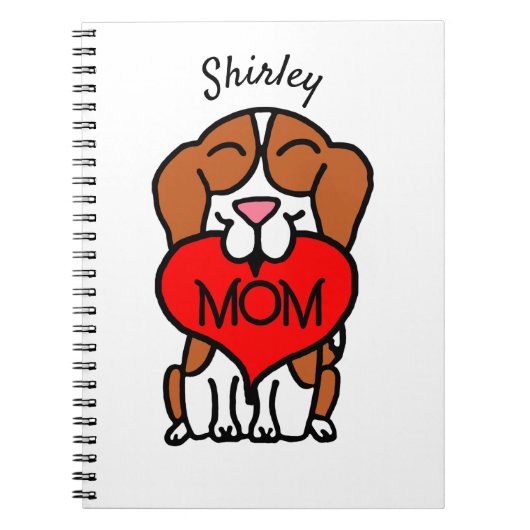 Gepersonaliseerde Cartoon Beagle Mam Notitieboek (Voorkant)