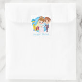 Gepersonaliseerde Cartoon bruid en bruidegom liefd Vierkante Sticker (Tas)