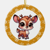 Gepersonaliseerde Cartoon Chibi Rendier Christmas Keramisch Ornament (Voorkant)