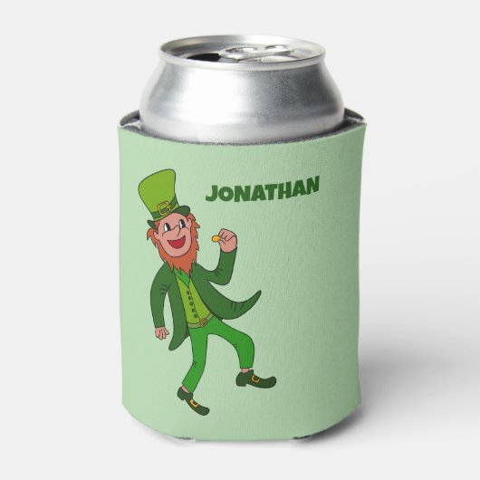 Gepersonaliseerde Cartoon Leprechaun St. Patrick's Blikjeskoeler (Blikje Voorkant)